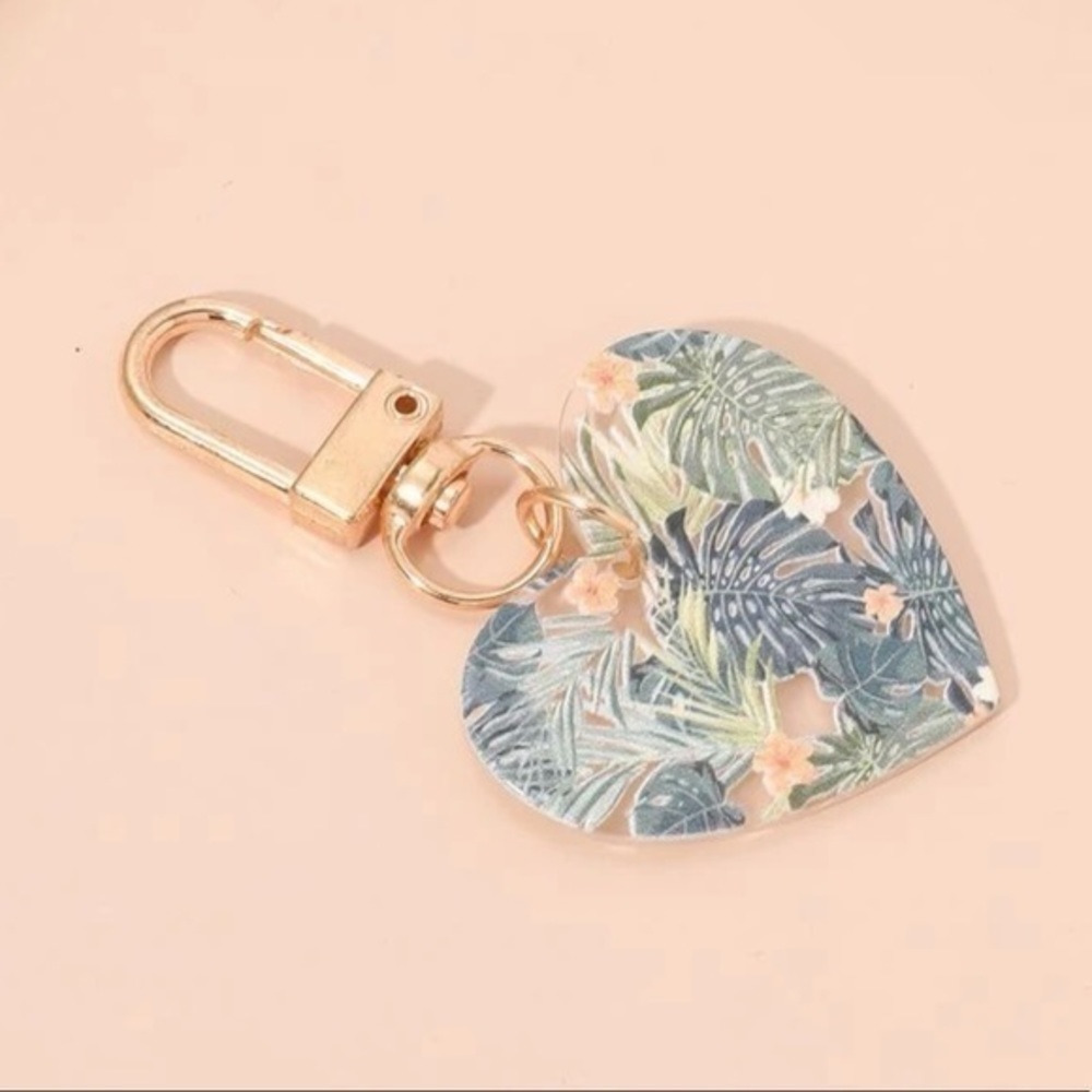 Heart Bag Charm Plant Flower Keychain ๐ธ Textured - Picture 5 of 8